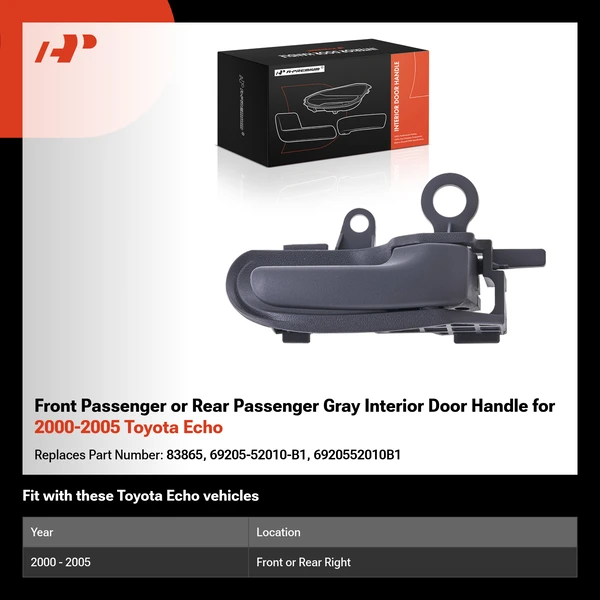 Front Passenger or Rear Passenger Gray Interior Door Handle for 2000-2005 Toyota Echo