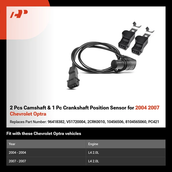 2 Pcs Camshaft & 1 Pc Crankshaft Position Sensor for 2004 2007 Chevrolet Optra
