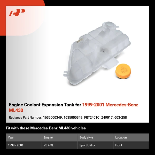 Engine Coolant Expansion Tank for 1999-2001 Mercedes-Benz ML430