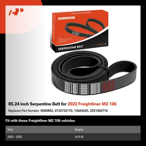85.24 inch Serpentine Belt for 2022 Freightliner M2 106