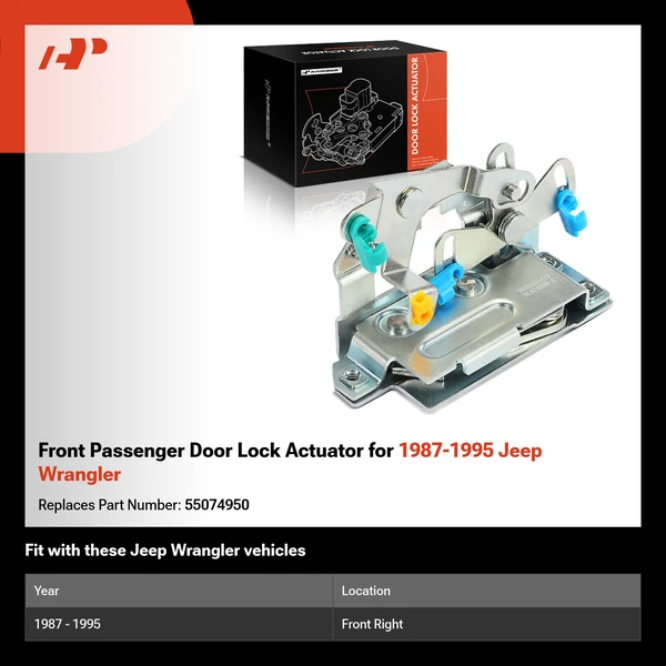 Front Passenger Door Lock Actuator for 1987-1995 Jeep Wrangler