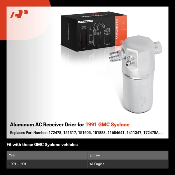 Aluminum AC Receiver Drier for 1991 GMC Syclone