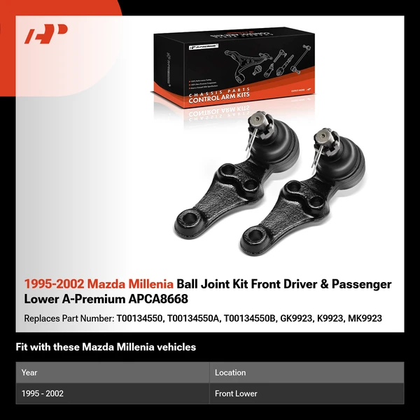 1995-2002 Mazda Millenia Ball Joint Kit Front Driver & Passenger Lower A-Premium APCA8668