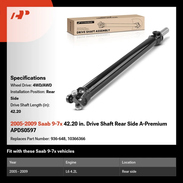 2005-2009 Saab 9-7x 42.20 in. Drive Shaft Rear Side A-Premium APDS0597