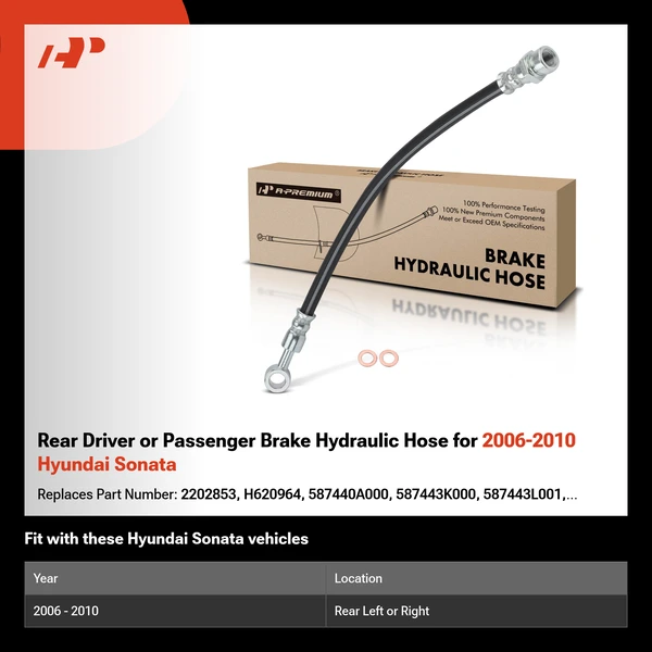 Rear Driver or Passenger Brake Hydraulic Hose for 2006-2010 Hyundai Sonata