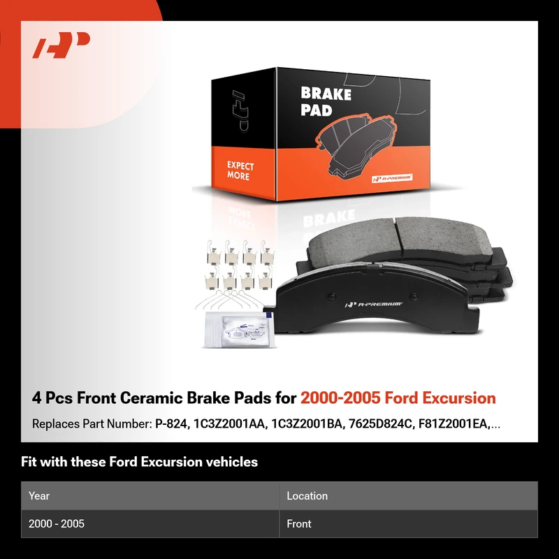 4 Pcs Front Ceramic Brake Pads for 2000-2005 Ford Excursion