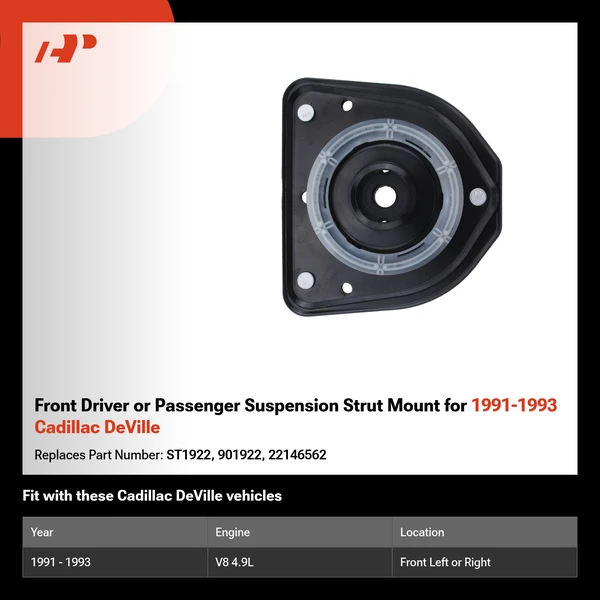 Front Driver or Passenger Suspension Strut Mount for 1991-1993 Cadillac DeVille