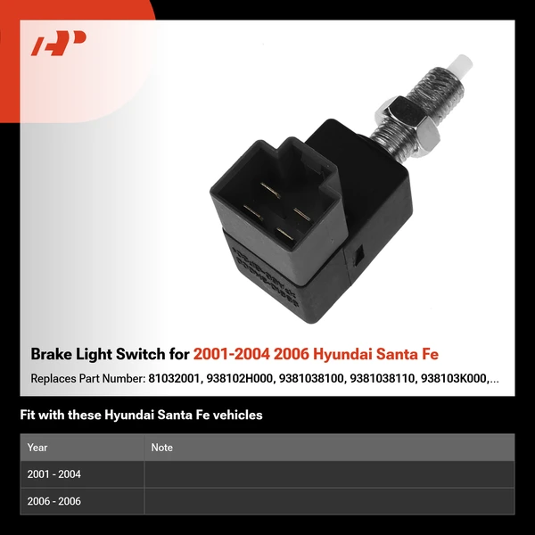 Brake Light Switch for 2001-2004 2006 Hyundai Santa Fe
