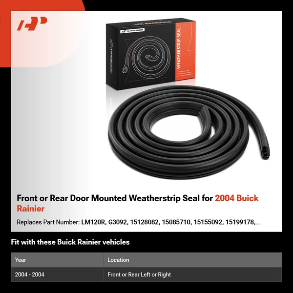 Front or Rear Door Mounted Weatherstrip Seal for 2004 Buick Rainier