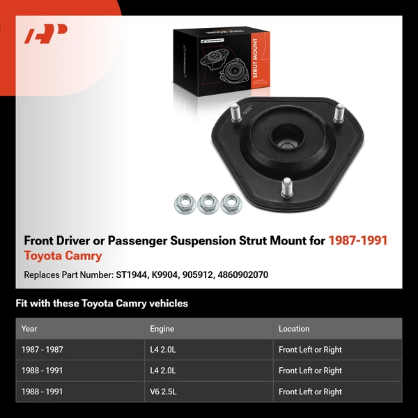 Front Driver or Passenger Suspension Strut Mount for 1987-1991 Toyota Camry