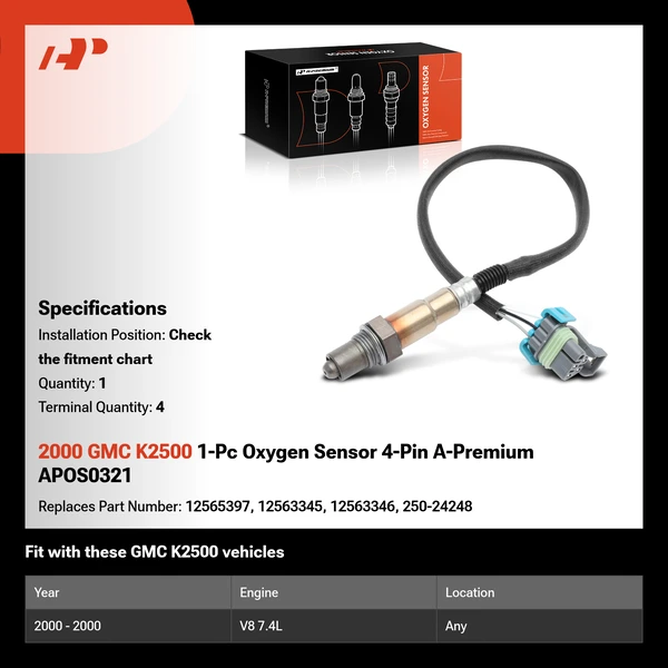 2000 GMC K2500 1-Pc Oxygen Sensor 4-Pin A-Premium APOS0321