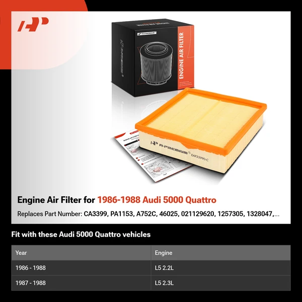 Engine Air Filter for 1986-1988 Audi 5000 Quattro