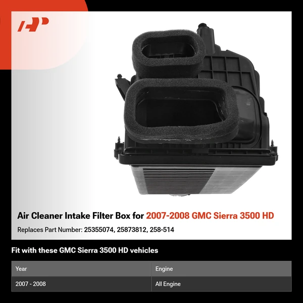 Air Cleaner Intake Filter Box for 2007-2008 GMC Sierra 3500 HD