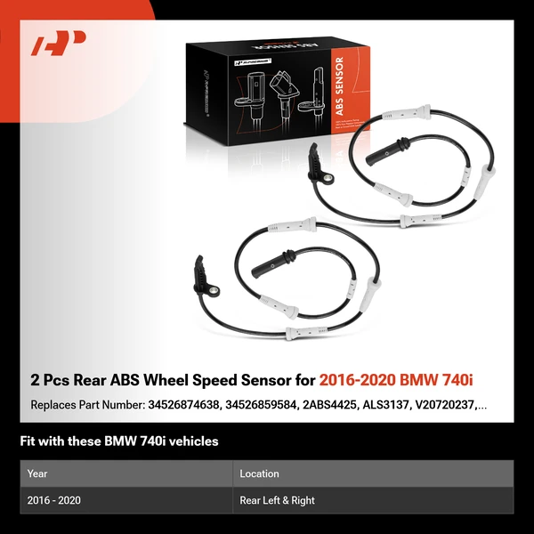 2 Pcs Rear ABS Wheel Speed Sensor for 2016-2020 BMW 740i