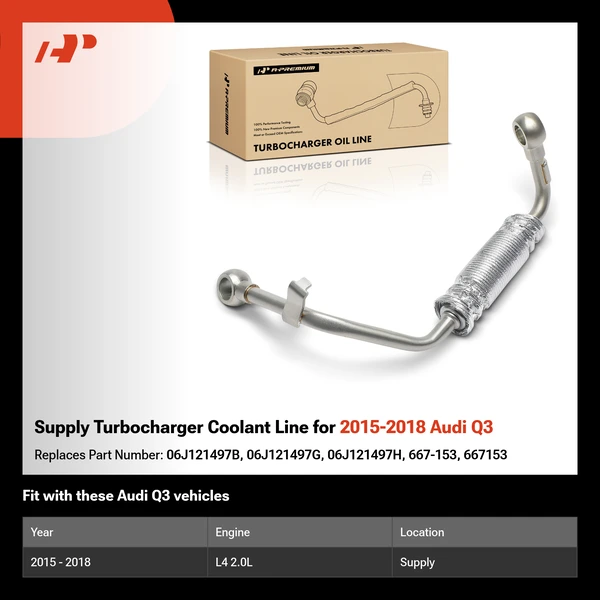 Supply Turbocharger Coolant Line for 2015-2018 Audi Q3
