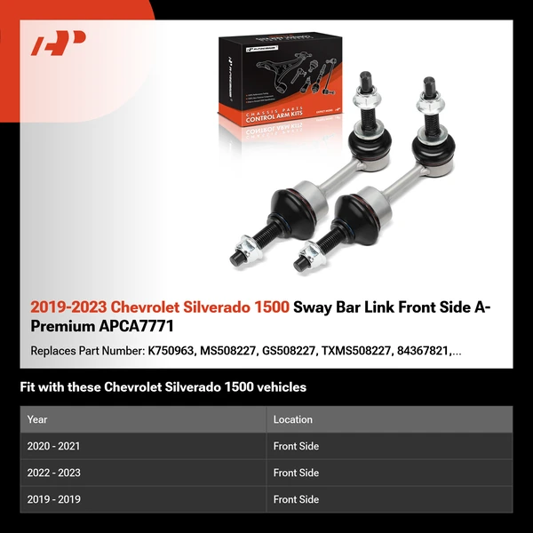 2019-2023 Chevrolet Silverado 1500 Sway Bar Link Front Side A-Premium APCA7771