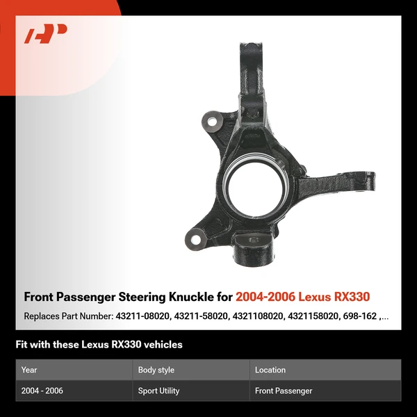 Front Passenger Steering Knuckle for 2004-2006 Lexus RX330