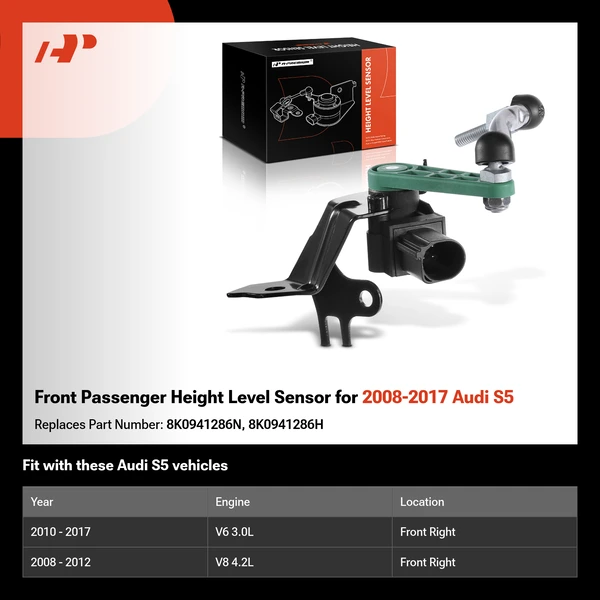 Front Passenger Height Level Sensor for 2008-2017 Audi S5