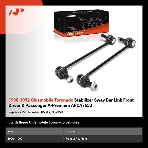 1990-1992 Oldsmobile Toronado Stabilizer Sway Bar Link Front Driver & Passenger A-Premium APCA7633