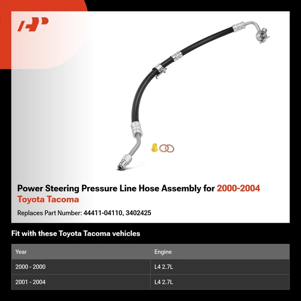 Power Steering Pressure Line Hose Assembly for 2000-2004 Toyota Tacoma