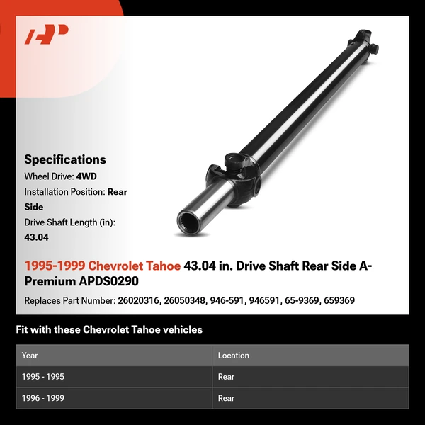 1995-1999 Chevrolet Tahoe 43.04 in. Drive Shaft Rear Side A-Premium APDS0290