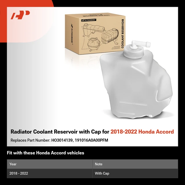 Radiator Coolant Reservoir with Cap for 2018-2022 Honda Accord