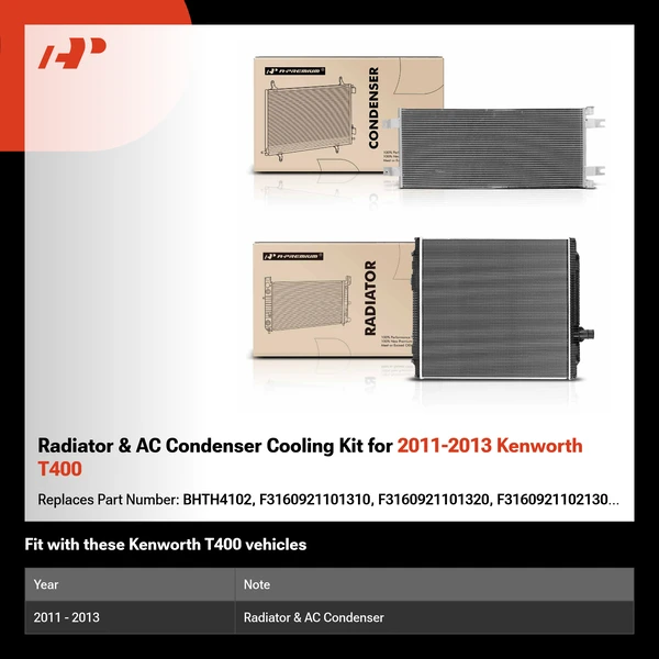 Radiator & AC Condenser Cooling Kit for 2011-2013 Kenworth T400