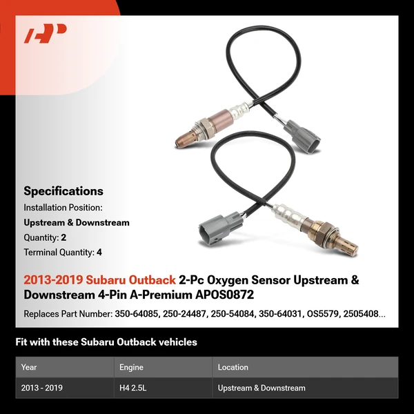 2013-2019 Subaru Outback 2-Pc Oxygen Sensor Upstream & Downstream 4-Pin A-Premium APOS0872