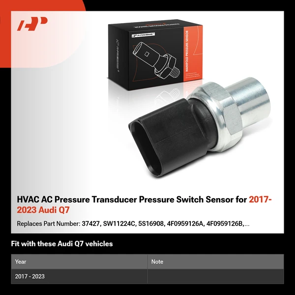 HVAC AC Pressure Transducer Pressure Switch Sensor for 2017-2023 Audi Q7
