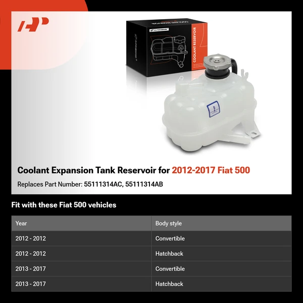 Coolant Expansion Tank Reservoir for 2012-2017 Fiat 500