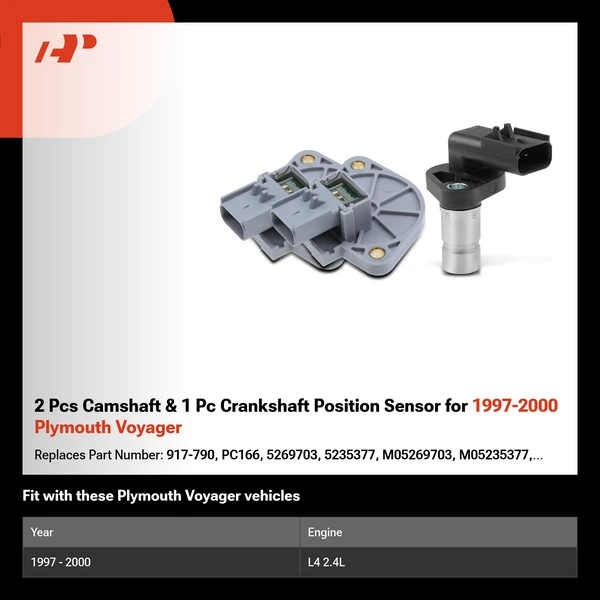 2 Pcs Camshaft & 1 Pc Crankshaft Position Sensor for 1997-2000 Plymouth Voyager