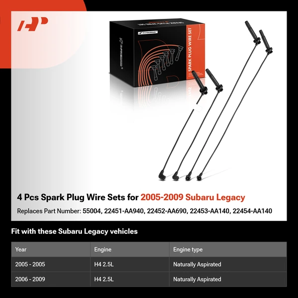 4 Pcs Spark Plug Wire Sets for 2005-2009 Subaru Legacy