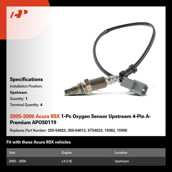 2005-2006 Acura RSX 1-Pc Oxygen Sensor Upstream 4-Pin A-Premium APOS0119