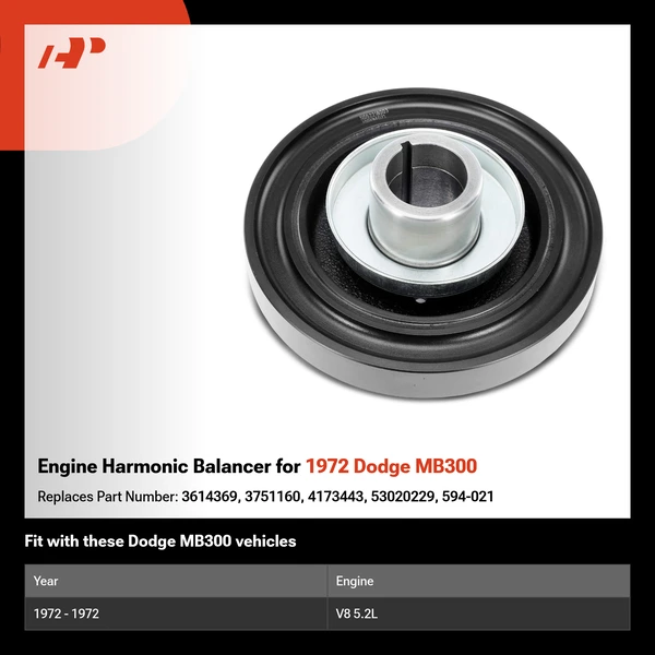 Engine Harmonic Balancer for 1972 Dodge MB300