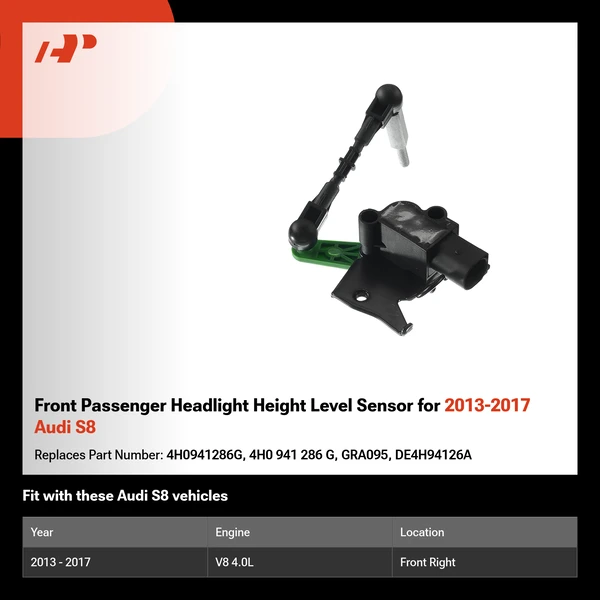 Front Passenger Headlight Height Level Sensor for 2013-2017 Audi S8