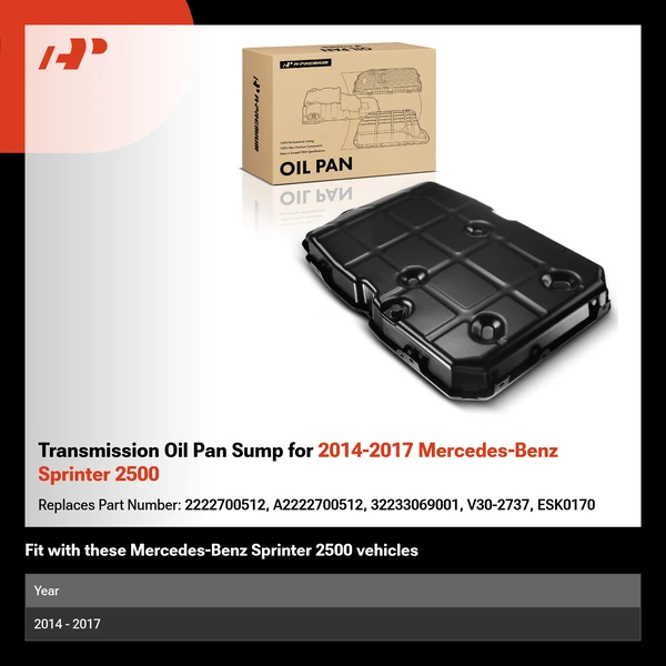Transmission Oil Pan Sump for 2014-2017 Mercedes-Benz Sprinter 2500