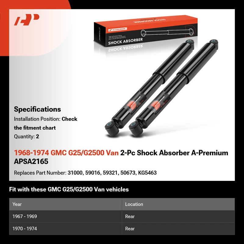 1968-1974 GMC G25/G2500 Van 2-Pc Shock Absorber A-Premium APSA2165