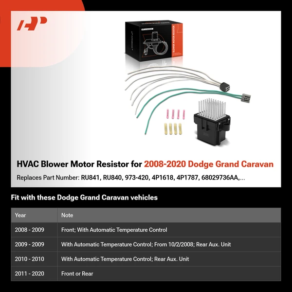 HVAC Blower Motor Resistor for 2008-2020 Dodge Grand Caravan