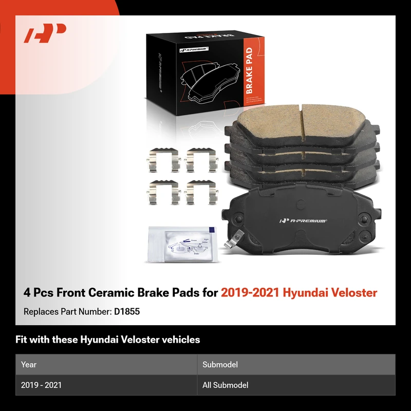4 Pcs Front Ceramic Brake Pads for 2019-2021 Hyundai Veloster