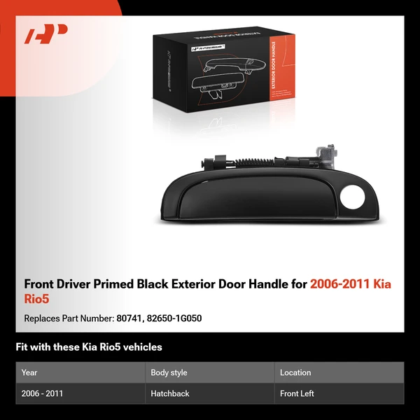 Front Driver Primed Black Exterior Door Handle for 2006-2011 Kia Rio5