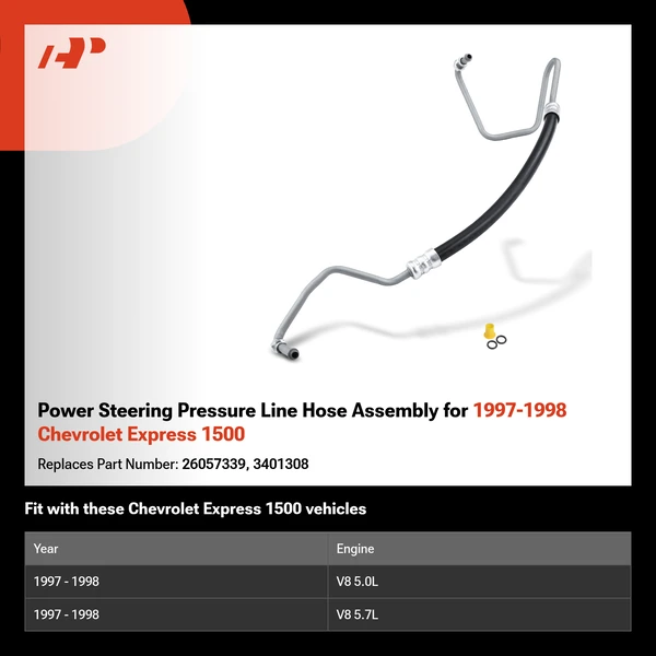 Power Steering Pressure Line Hose Assembly for 1997-1998 Chevrolet Express 1500