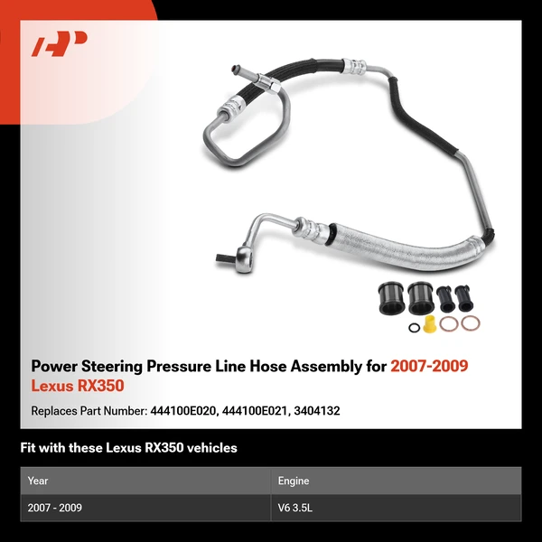 Power Steering Pressure Line Hose Assembly for 2007-2009 Lexus RX350