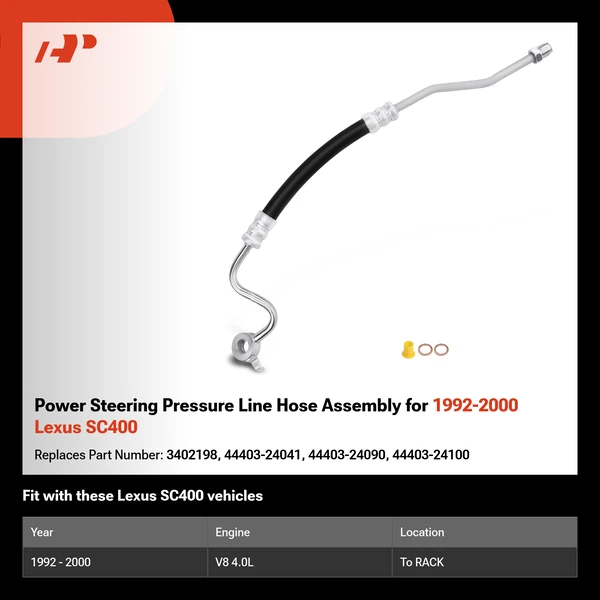 Power Steering Pressure Line Hose Assembly for 1992-2000 Lexus SC400