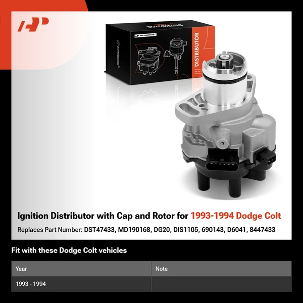 Ignition Distributor with Cap and Rotor for 1993-1994 Dodge Colt
