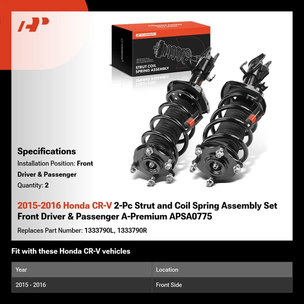 2015-2016 Honda CR-V 2-Pc Strut and Coil Spring Assembly Set Front Driver & Passenger A-Premium APSA0775