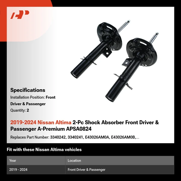 2019-2024 Nissan Altima 2-Pc Shock Absorber Front Driver & Passenger A-Premium APSA0824