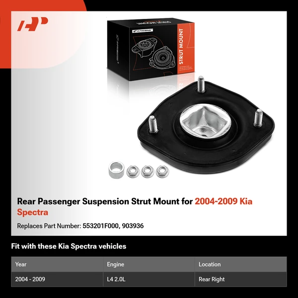 Rear Passenger Suspension Strut Mount for 2004-2009 Kia Spectra