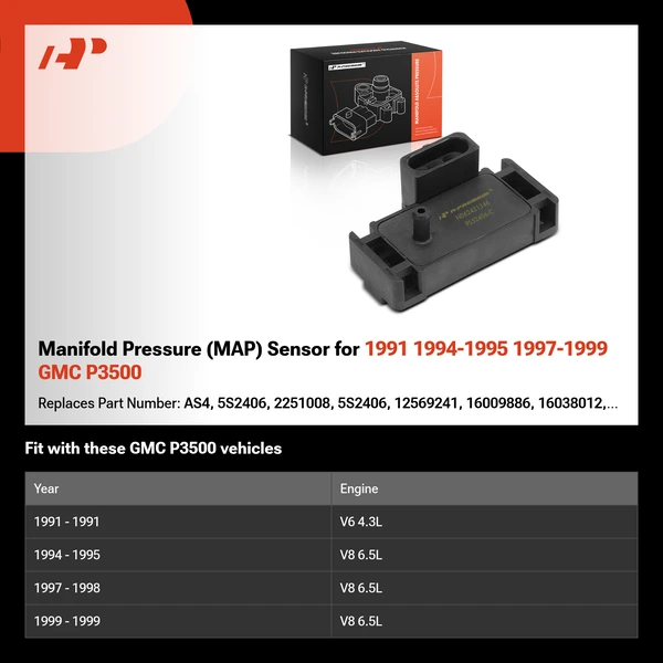 Manifold Pressure (MAP) Sensor for 1991 1994-1995 1997-1999 GMC P3500