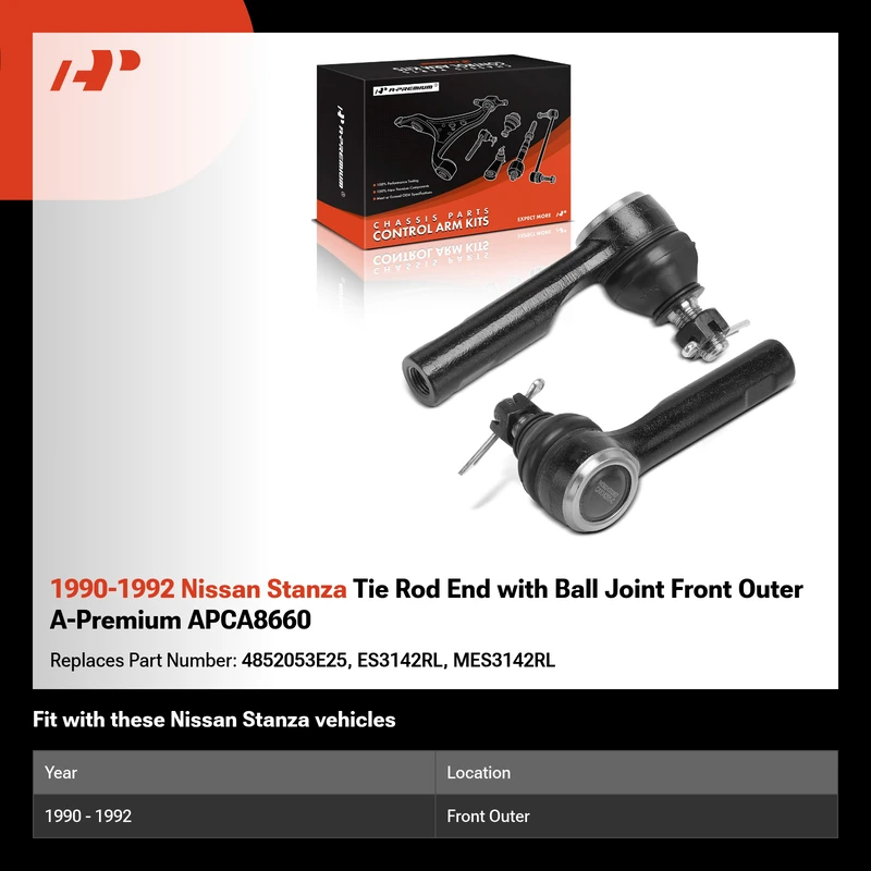 1990-1992 Nissan Stanza Tie Rod End with Ball Joint Front Outer A-Premium APCA8660