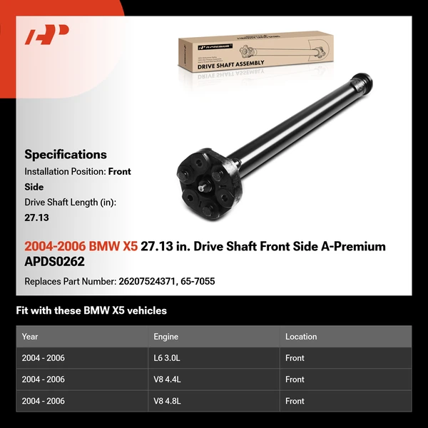 2004-2006 BMW X5 27.13 in. Drive Shaft Front Side A-Premium APDS0262